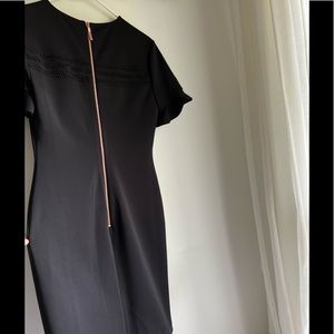 ted baker london black dress & rose gold zipper ted size 3 women’s size 8-10